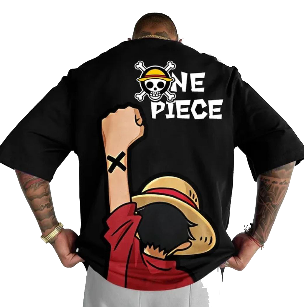 Anime one piece luffy black oversize  t-shirt 1
