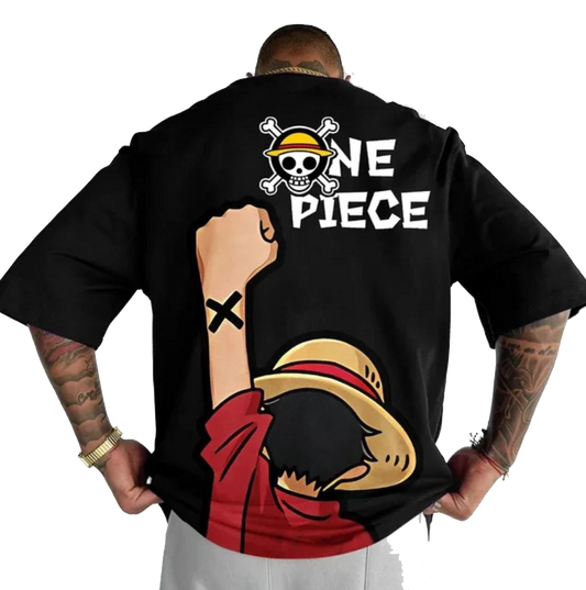 Anime one piece luffy black oversize  t-shirt 1