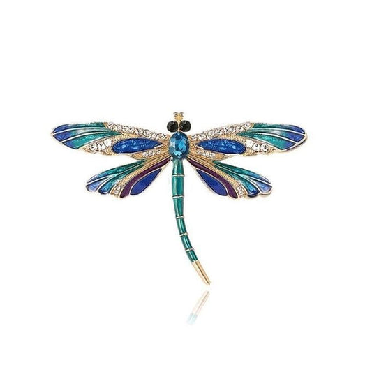 Vintage Dragonfly Brooch Pin for Women, Colorful Enamel Insect Breastpin with Sparkling Rhinestones, Luxury Crystal Animal Brooch Clothing Jewelry Accessories